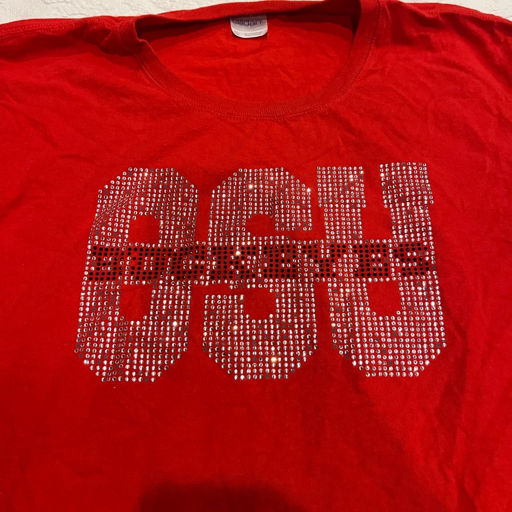 Bling bling Ohio State University buckeyes Red with Rhinestone Design